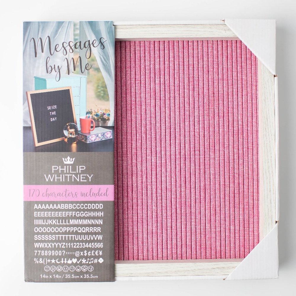 Philip Whitney Message Sign Board Pink with White‎ Frame 14" x 14" New